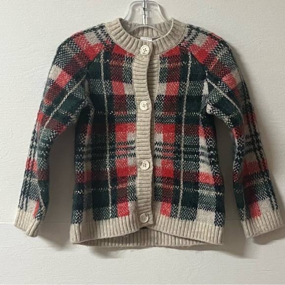 H&M Girls Holiday Plaid Cardigan Sweater Button Up Size 2T - Picture 1 of 5